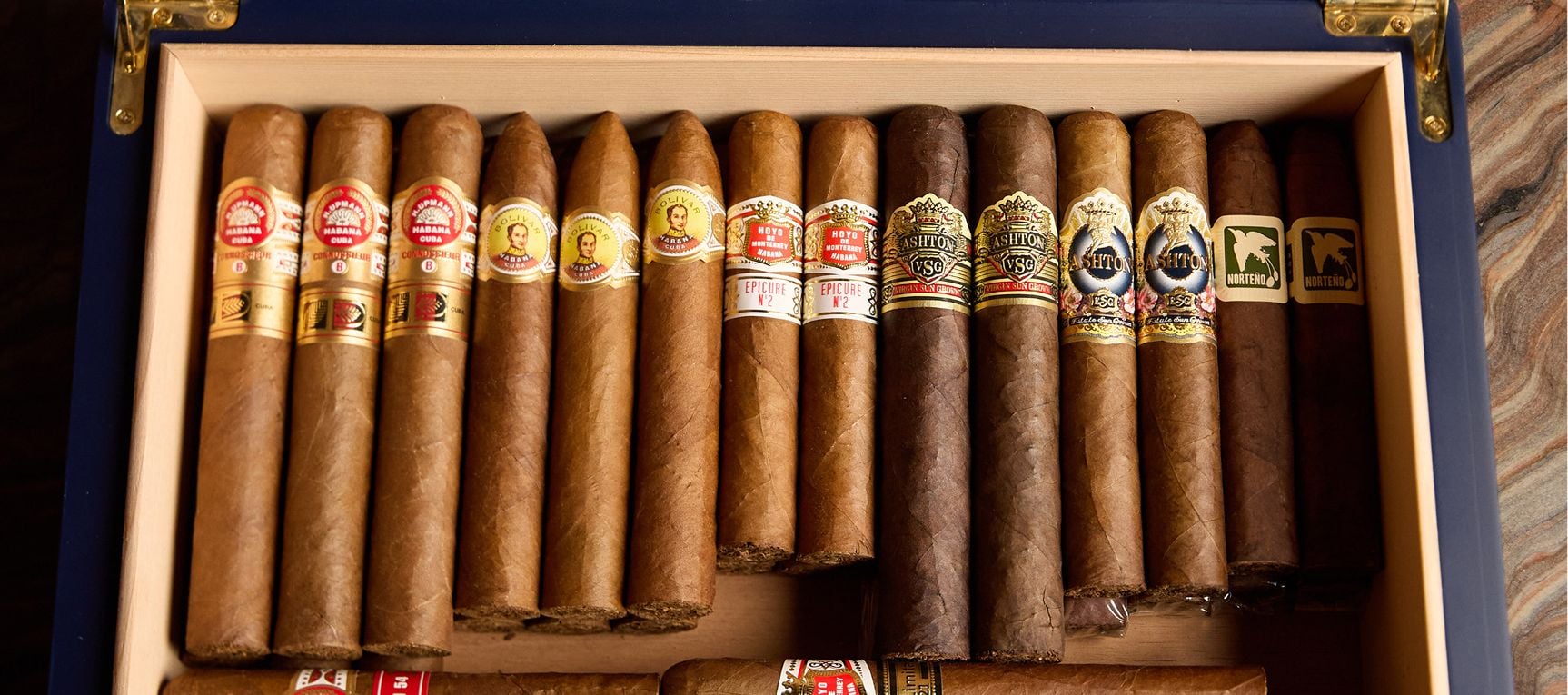 Cigar bands: Cohiba, Davidoff, Montecristo, Romeo y Julieta
